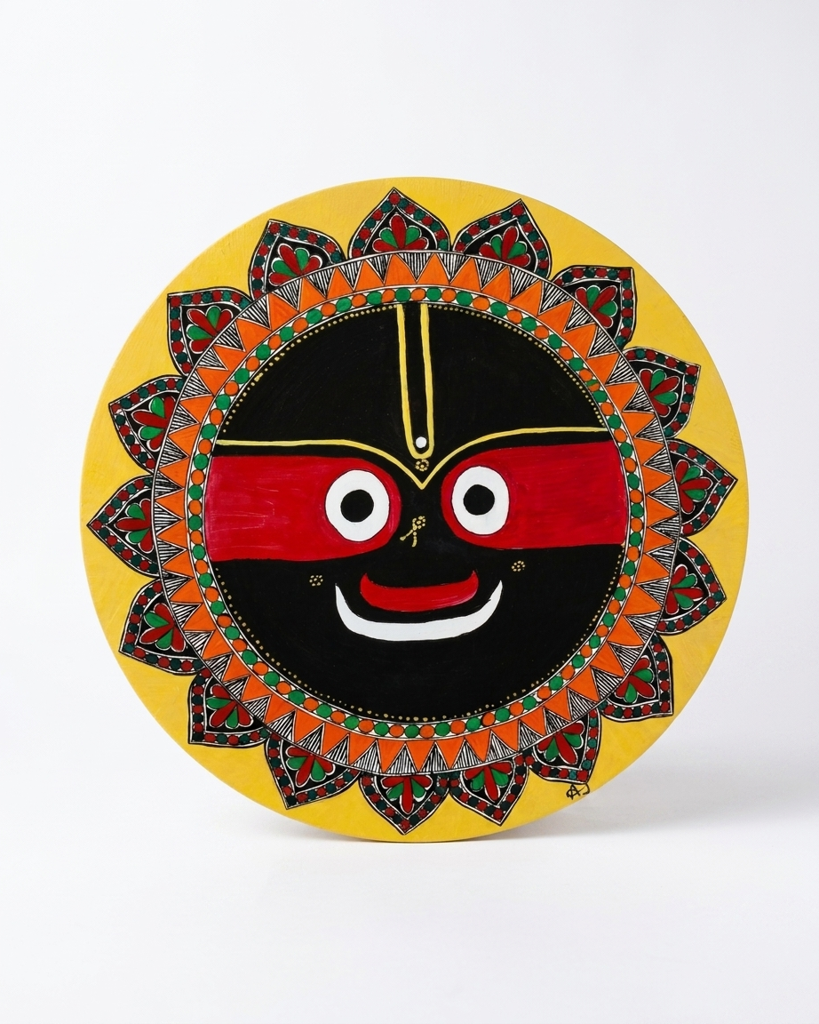 Jagannath Ji Madhubani Painting – 16 Inch MDF Wall Art