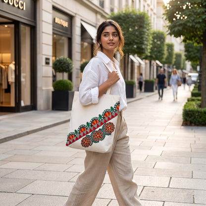 Handmade Madhubani Painting Tote Bag for Everyday Use