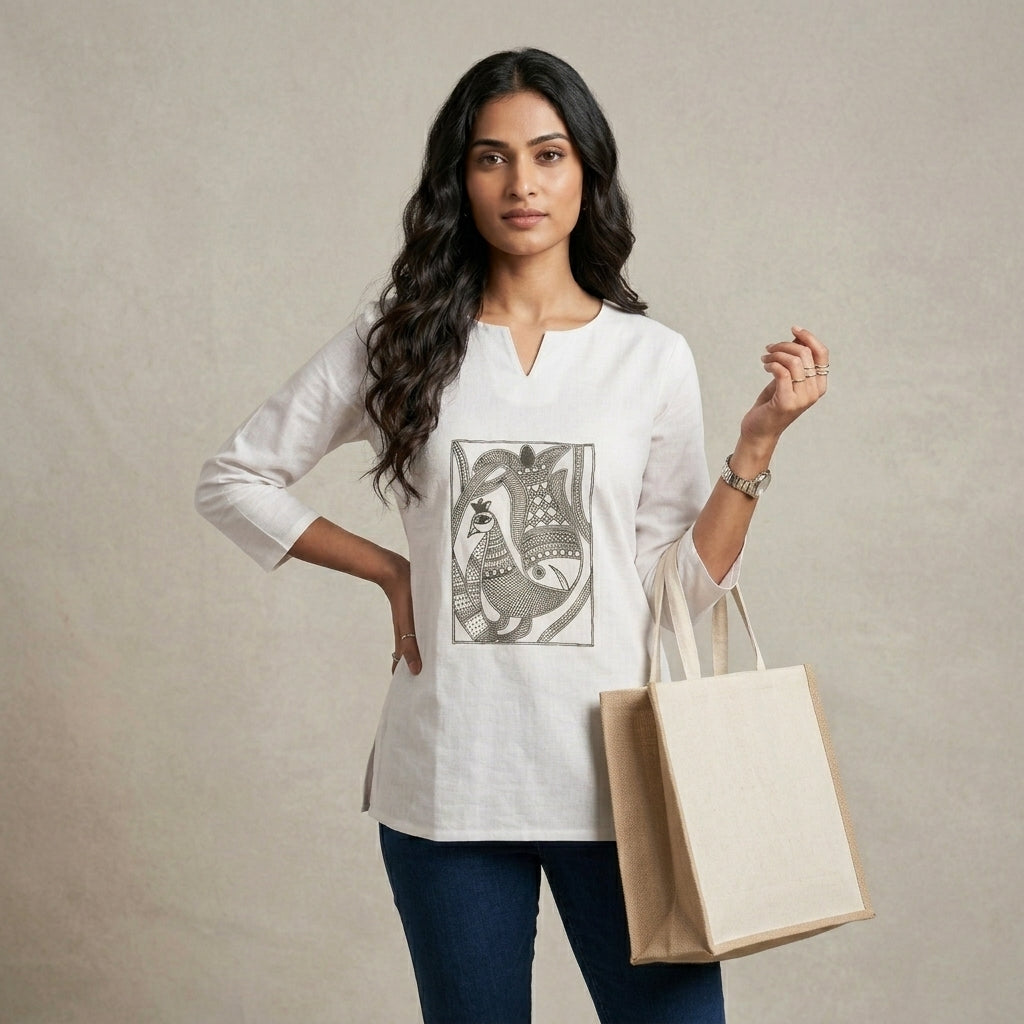 Hand-Painted Madhubani Women's Top – Ethnic Designer Wear