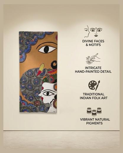 Ganesha & Krishna Madhubani Painting with Frame Decor