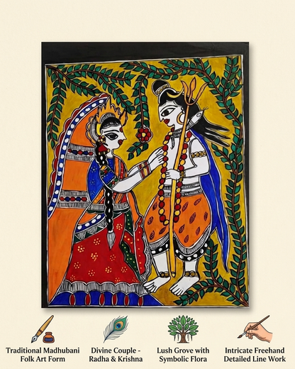 Shiv Parvati Madhubani Paper Wall Art | Handmade Decor