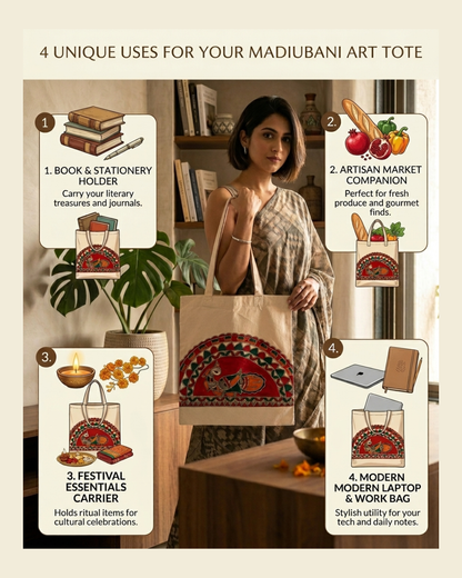 Madhubani Painting Tote Bag for Everyday Ethnic Style