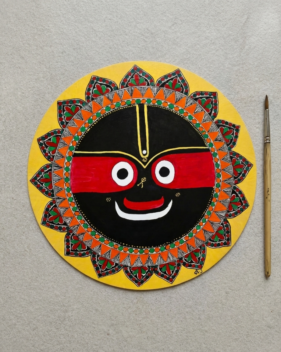 Jagannath Ji Madhubani Painting – 16 Inch MDF Wall Art