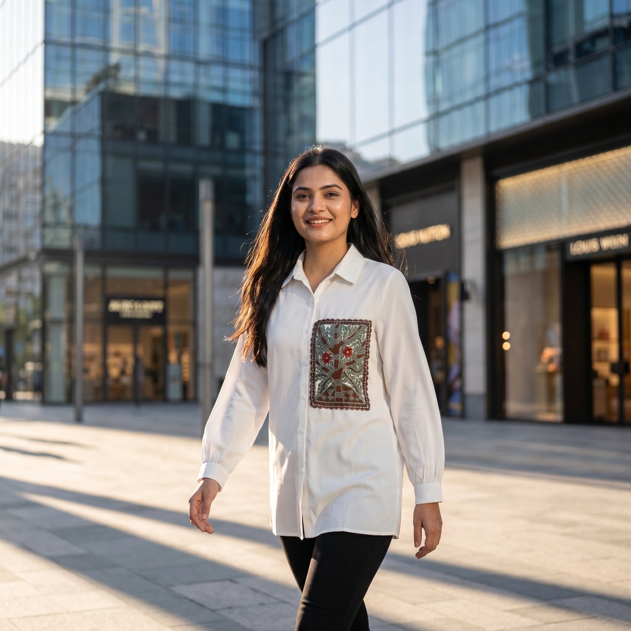 Hand-Painted Madhubani Women's Shirt – Front & Back Artwork