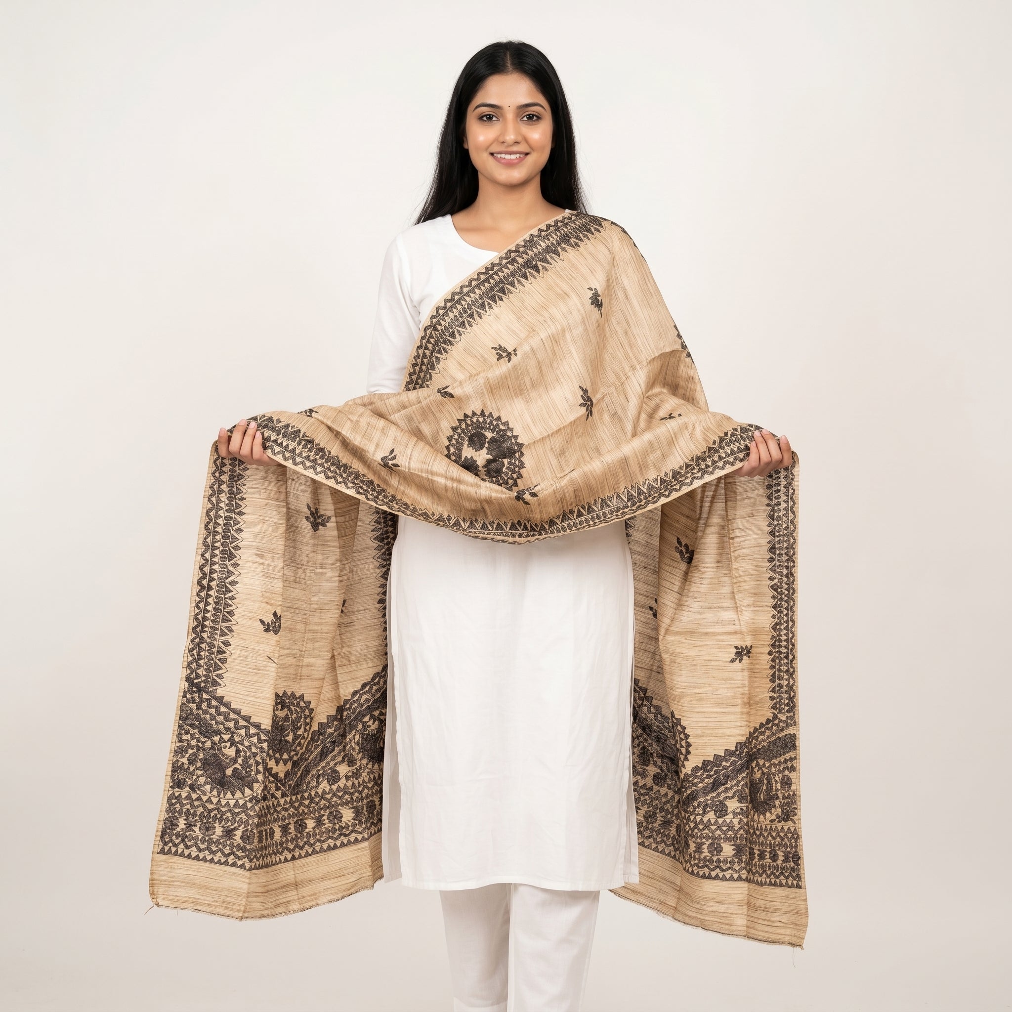 Handmade Madhubani Painting Dupatta | Traditional Hand-Painted Dupatta