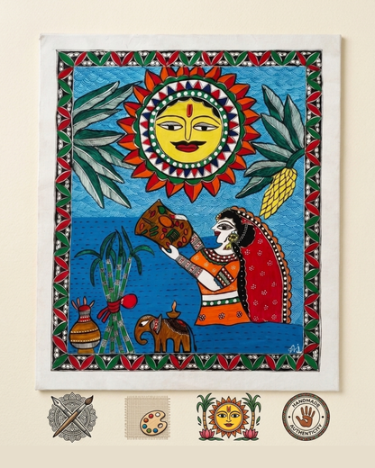 Chhath Puja Madhubani Painting | Traditional Wall Art