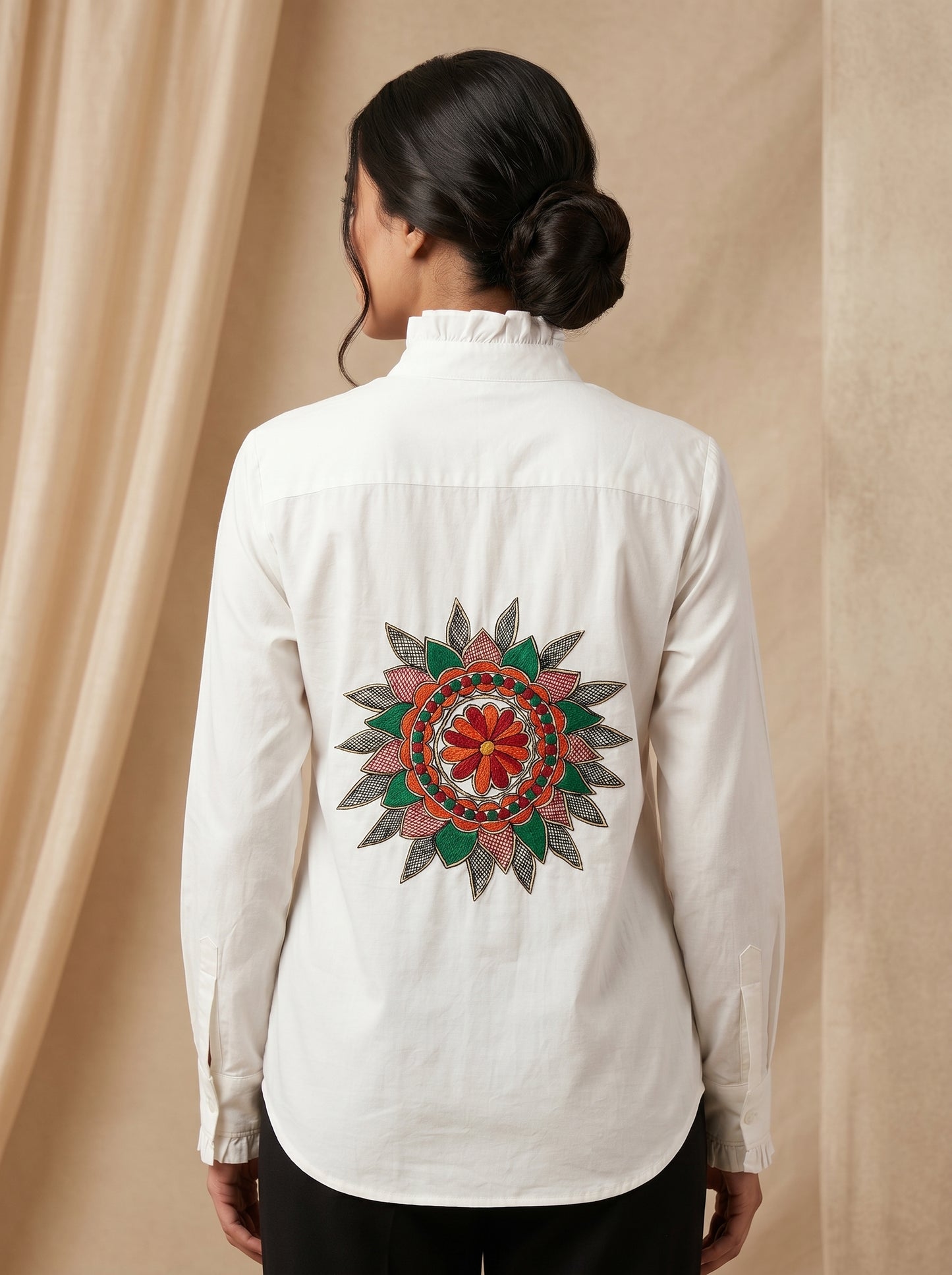 Front & Back Handmade Madhubani Painting Women Shirt