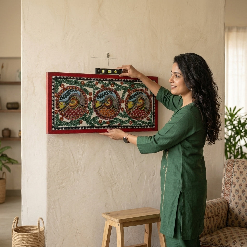 Fish Madhubani Painting with Frame – Handmade Wall Art