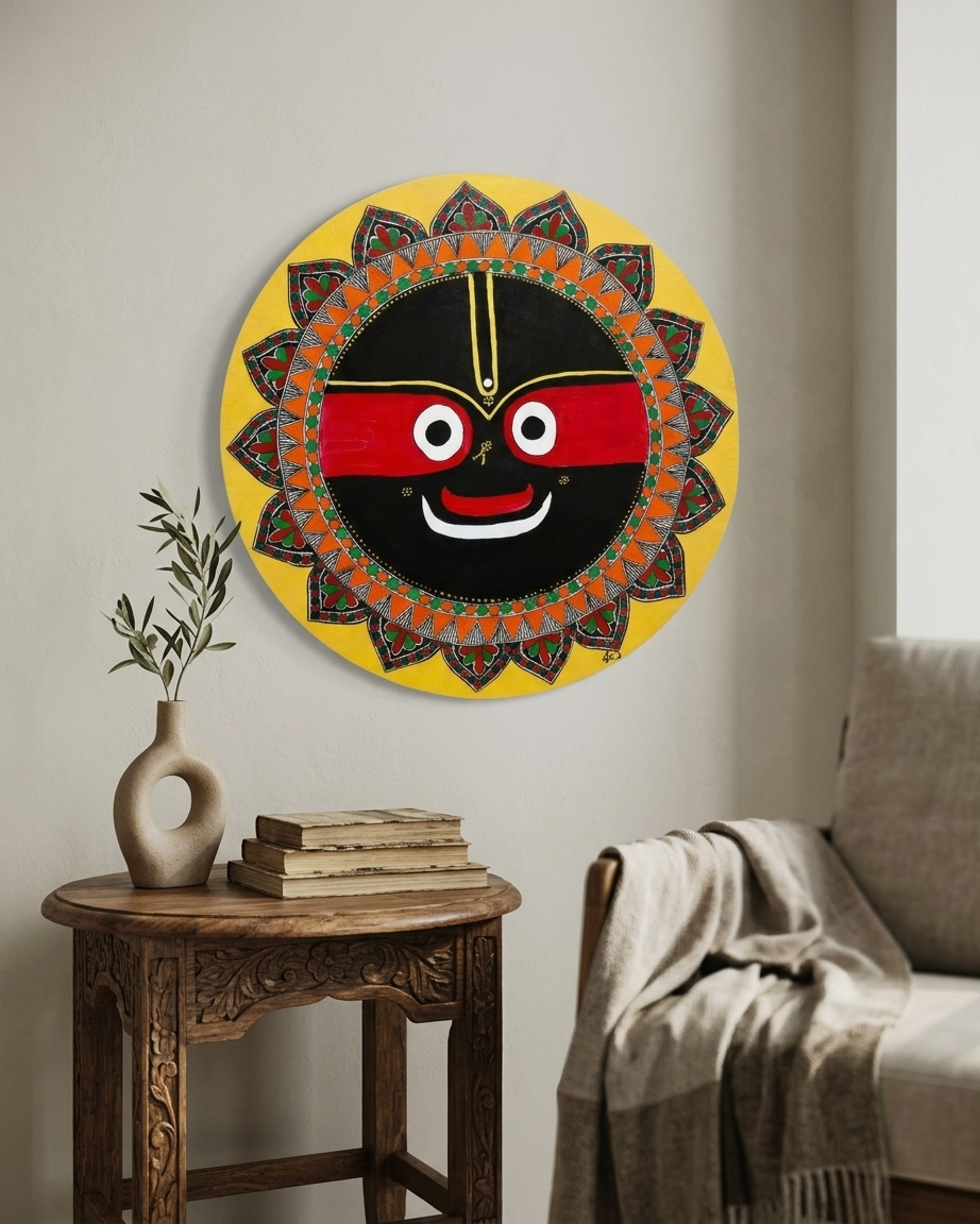 Jagannath Ji Madhubani Painting – 16 Inch MDF Wall Art