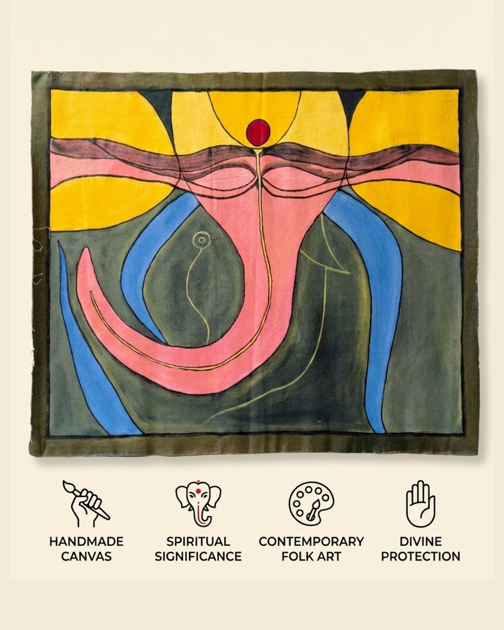 Ganesha Abstract Madhubani Painting – Handmade Traditional Wall Art