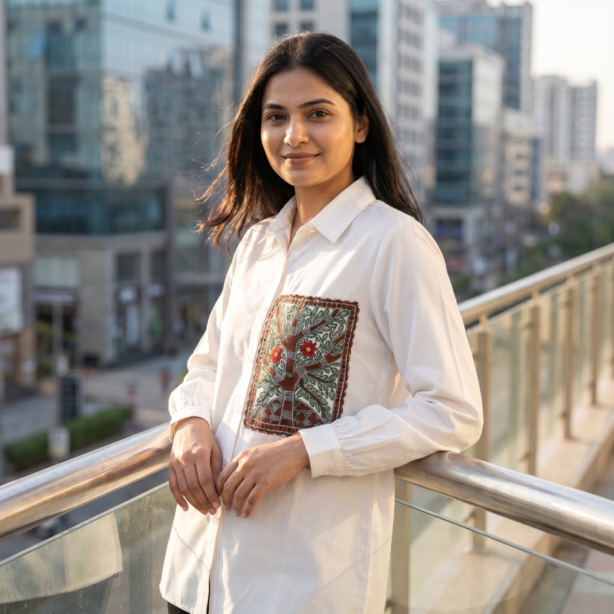 Hand-Painted Madhubani Women's Shirt – Front & Back Artwork