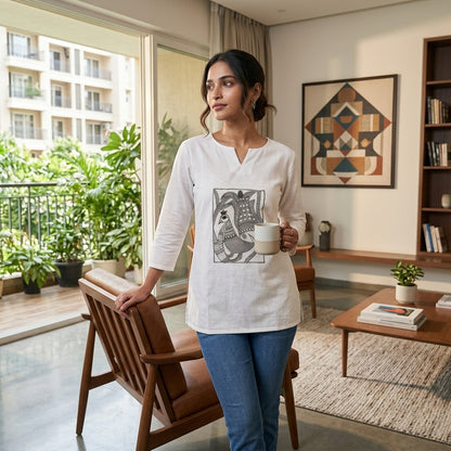 Hand-Painted Madhubani Women's Top | Ethnic Art Wear