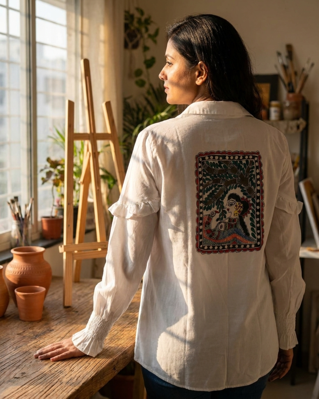 Front & Back Madhubani Shirt for Women –  (Size L) | Ethnic Designer Wear