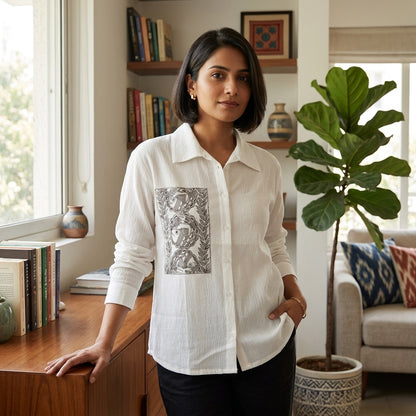 Hand-Painted Madhubani Women's Shirt Ethnic Fashion Wear