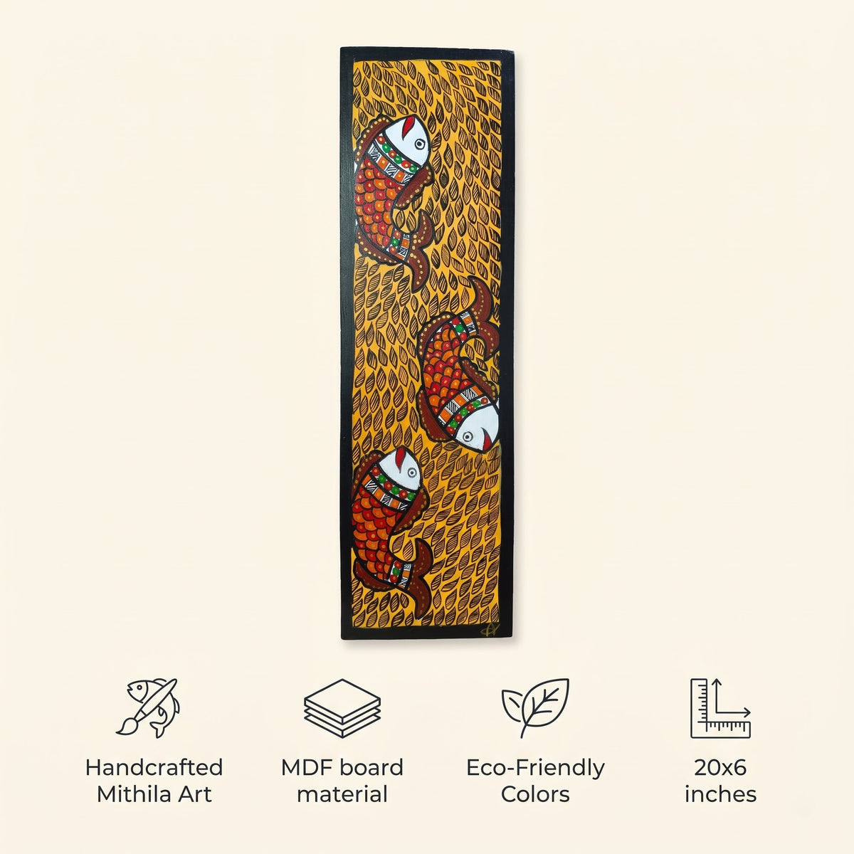Fish Handpainted Madhubani Wall Art for Home Decor