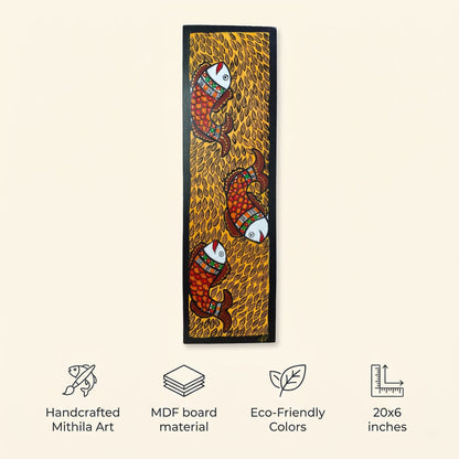 Fish Handpainted Madhubani Wall Art for Home Decor