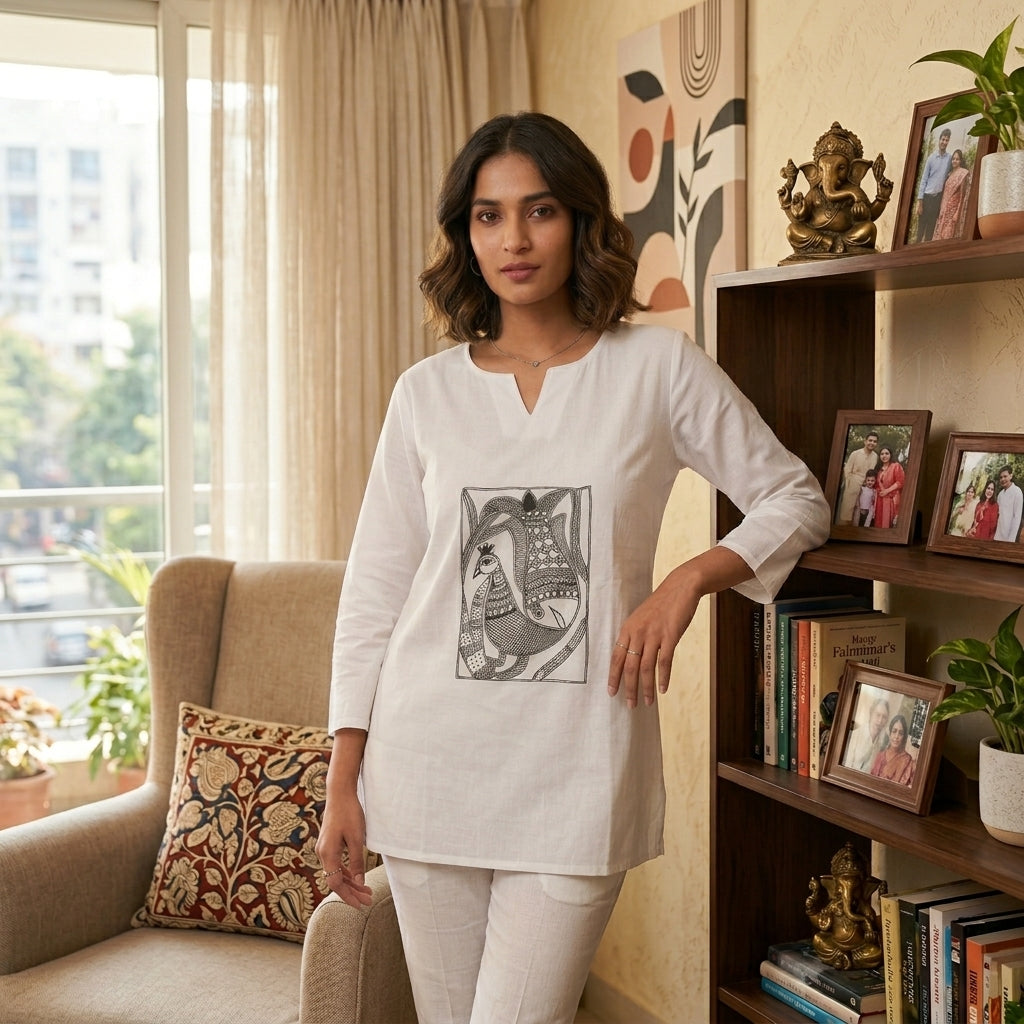Hand-Painted Madhubani Women's Top – Ethnic Designer Wear