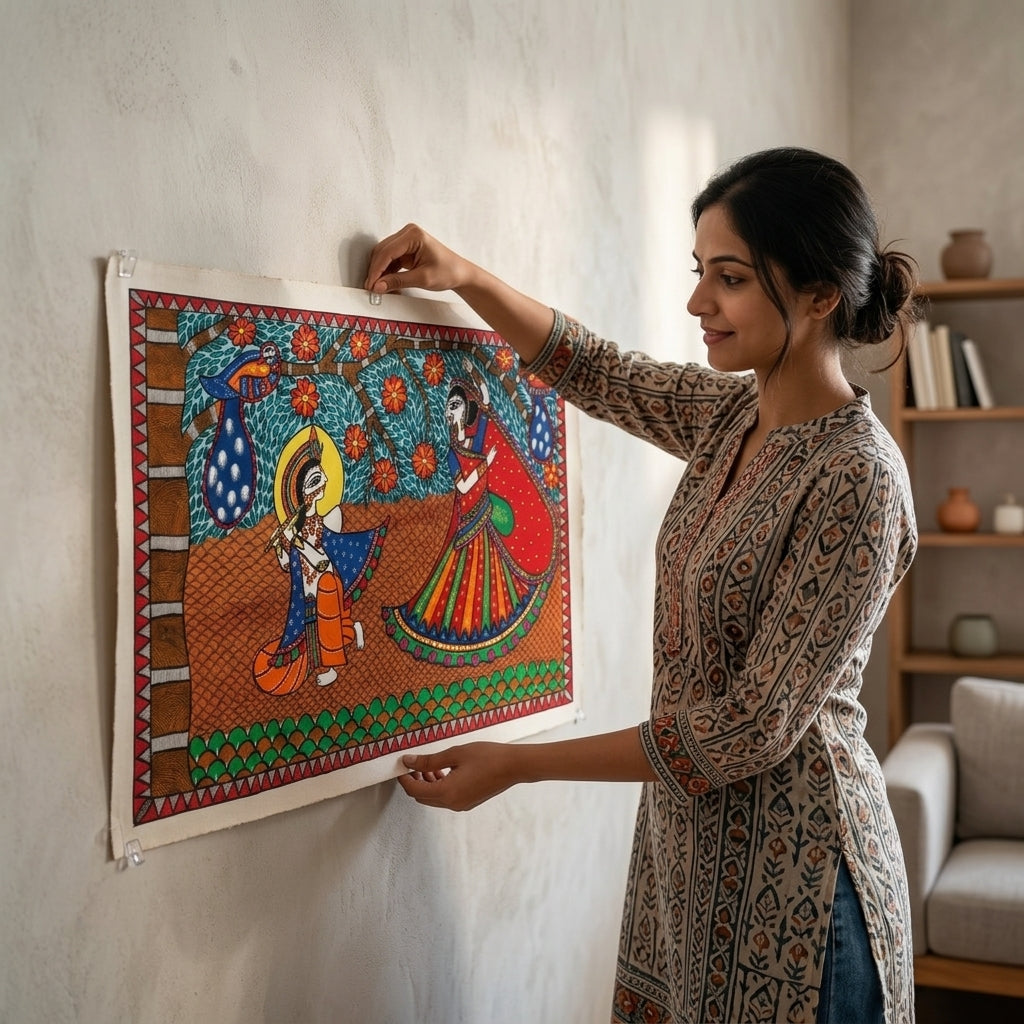 Raslila Madhubani Painting –  Handmade Traditional Indian Wall Art