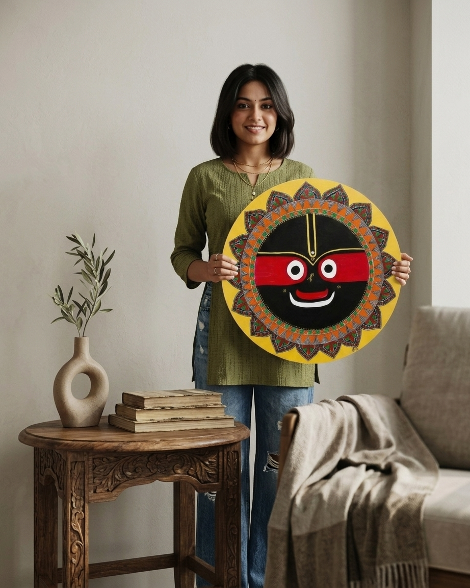 Jagannath Ji Madhubani Painting – 16 Inch MDF Wall Art