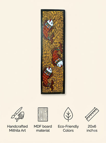 Fish Handpainted Madhubani Wall Art for Home Decor