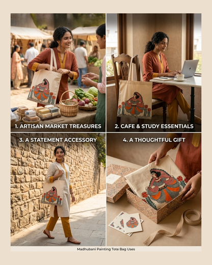 Madhubani Painting Tote Bag for Everyday Ethnic Style