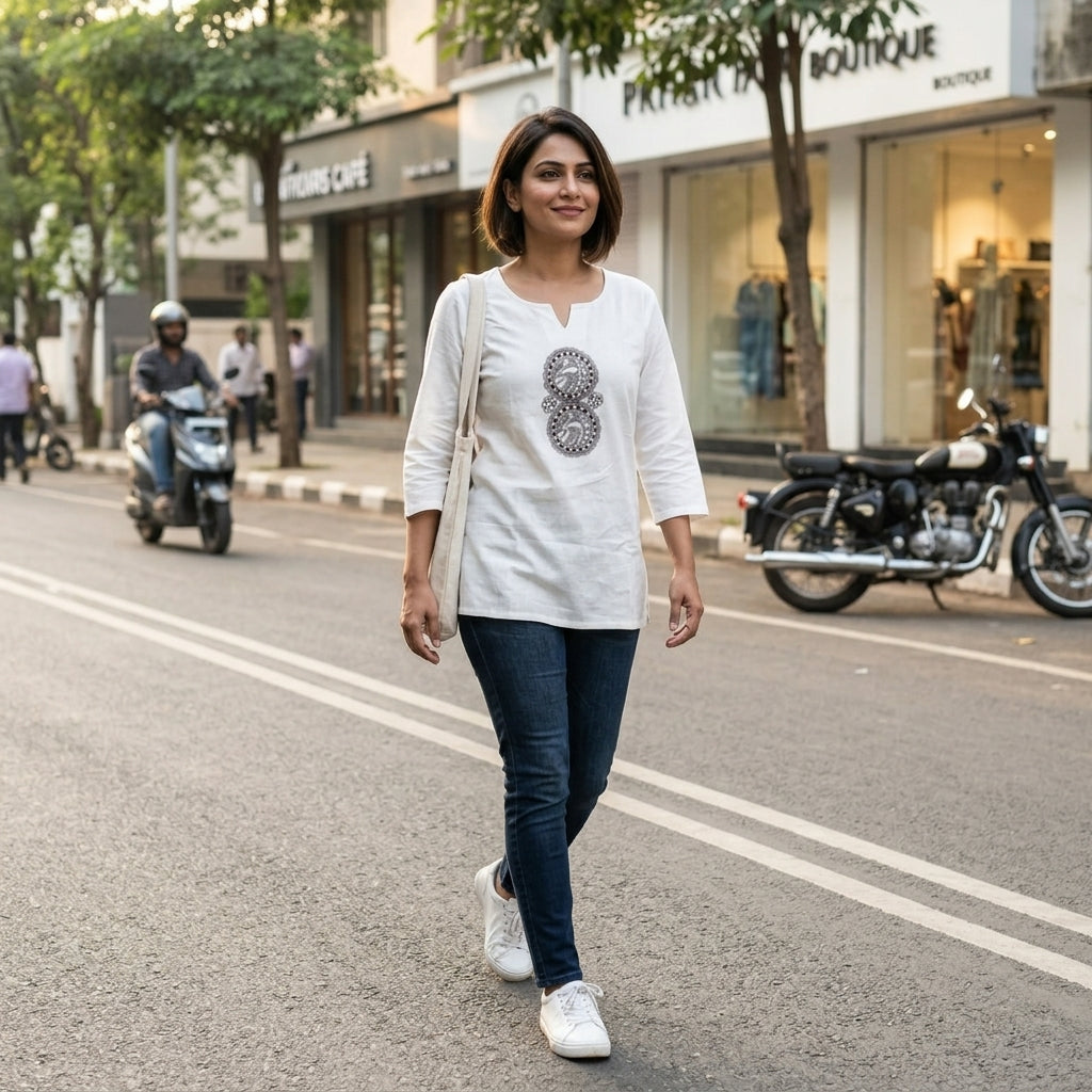 Hand-Painted Madhubani Women's Top | Ethnic Designer