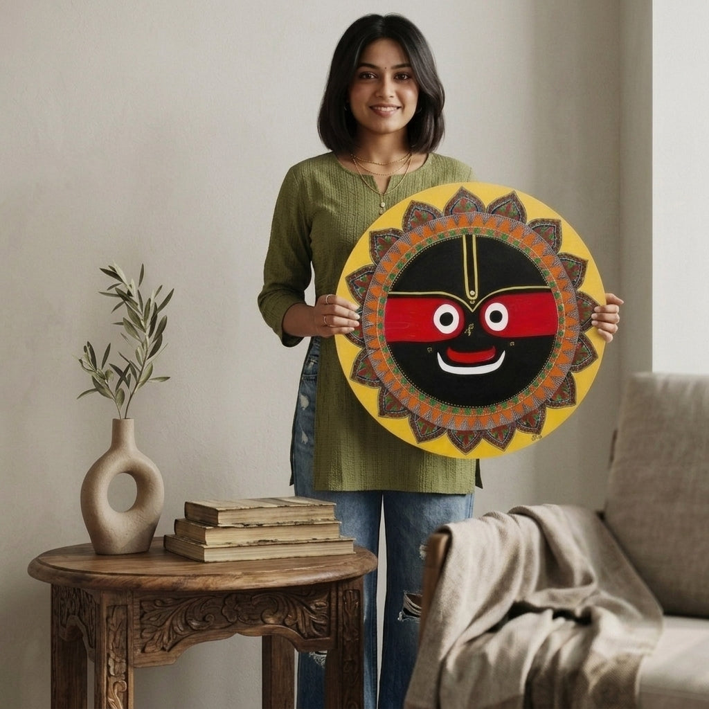 Jagannath Ji Madhubani Painting – 16 Inch MDF Wall Art