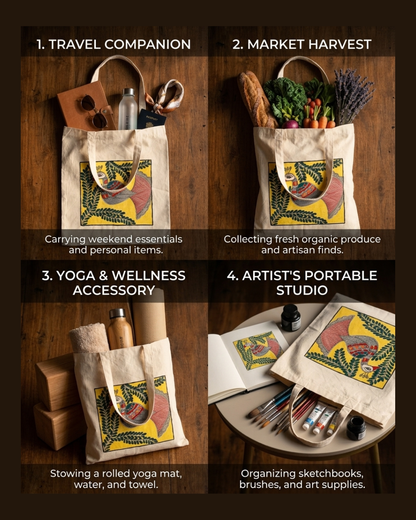 Hand-Painted Madhubani Tote Bag for Ethnic Style