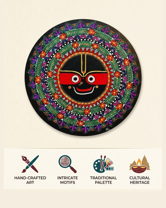 Jagannath Ji Madhubani Wall Art | Spiritual Decor