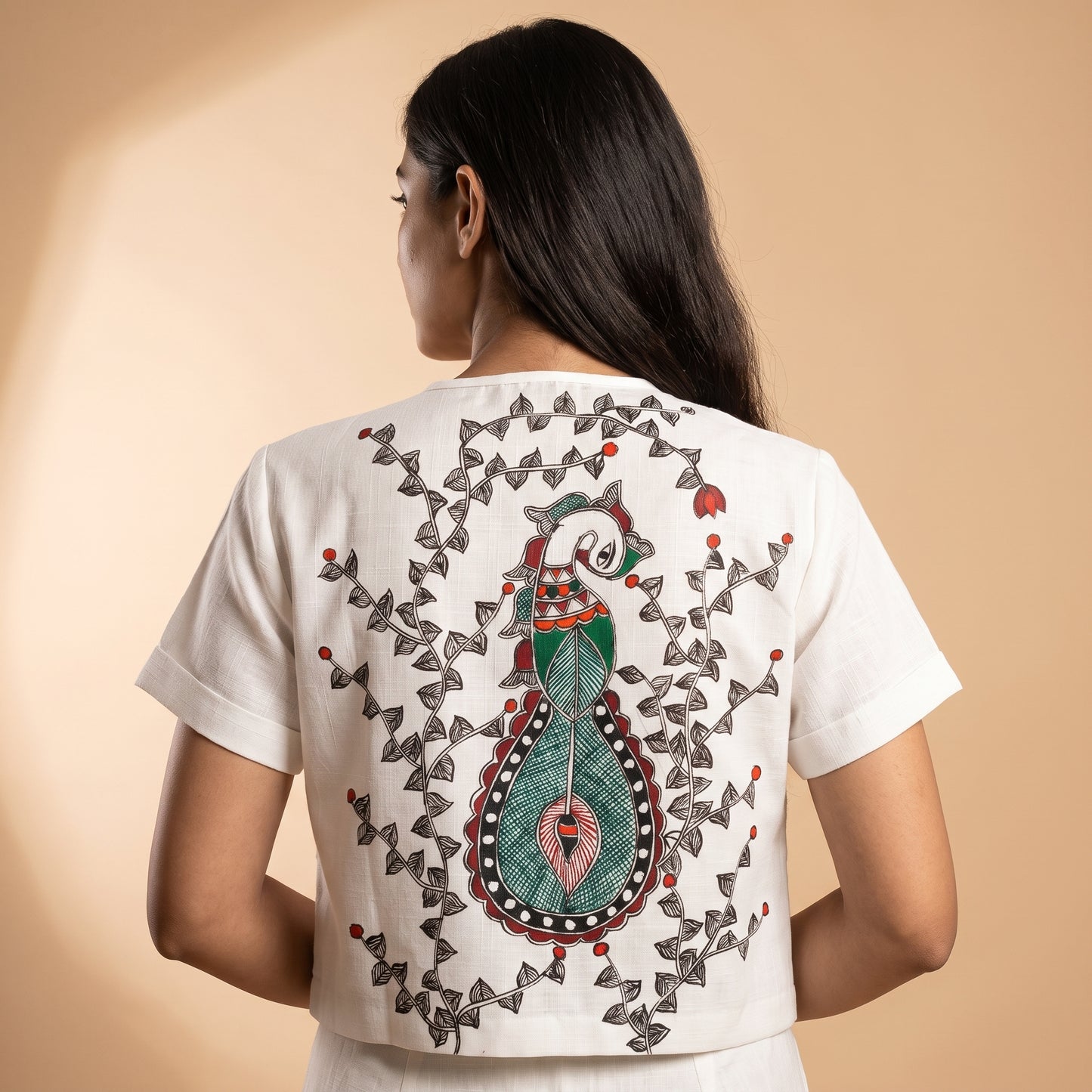 Front & Back Handmade Madhubani Painting Crop Top