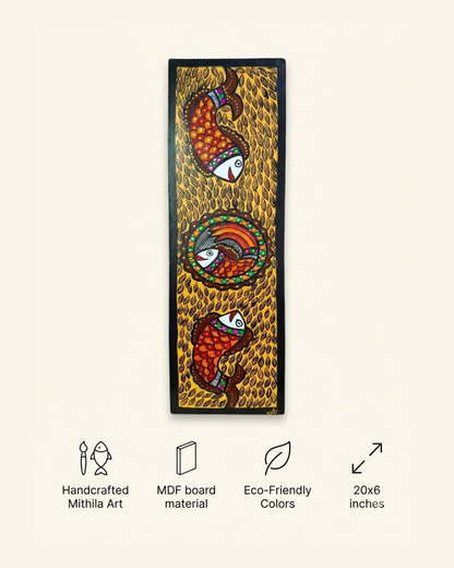 Fish Handpainted Madhubani Wall Art for Home Decor