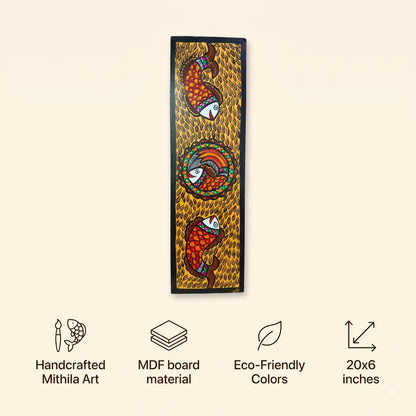 Fish Handpainted Madhubani Wall Art for Home Decor