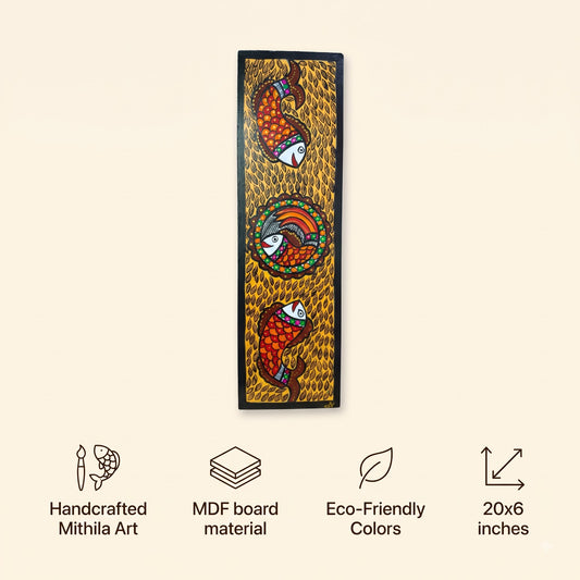 Fish Handpainted Madhubani Wall Art for Home Decor