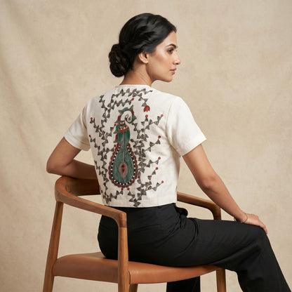 Front & Back Handmade Madhubani Painting Crop Top