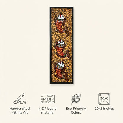 Fish Handpainted Madhubani Wall Art for Home Decor