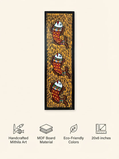 Fish Handpainted Madhubani Wall Art for Home Decor