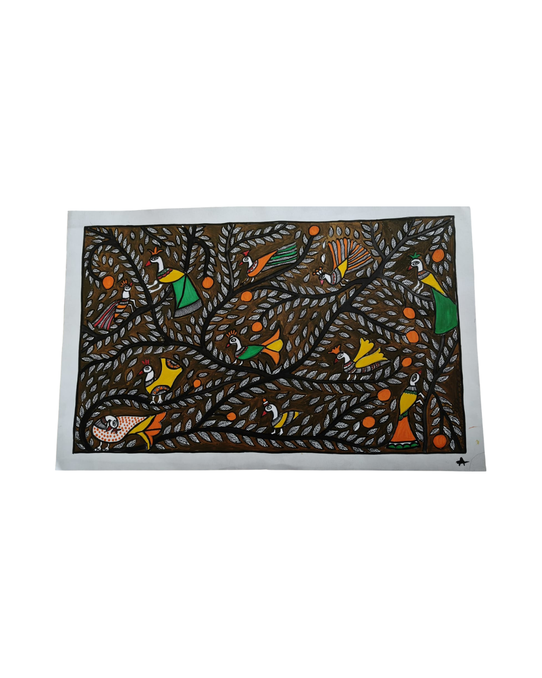 Tree of Life Madhubani Painting on Handmade Paper (15–22 Inch) – Traditional Mithila Folk Art Wall Decor