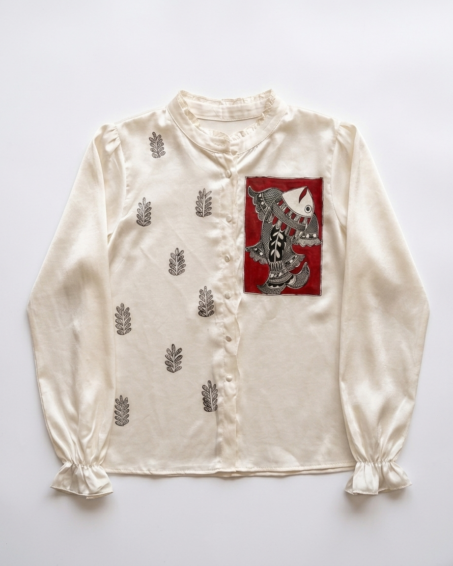 Women Madhubani Painting Shirt  – Handcrafted Ethnic Designer Wear