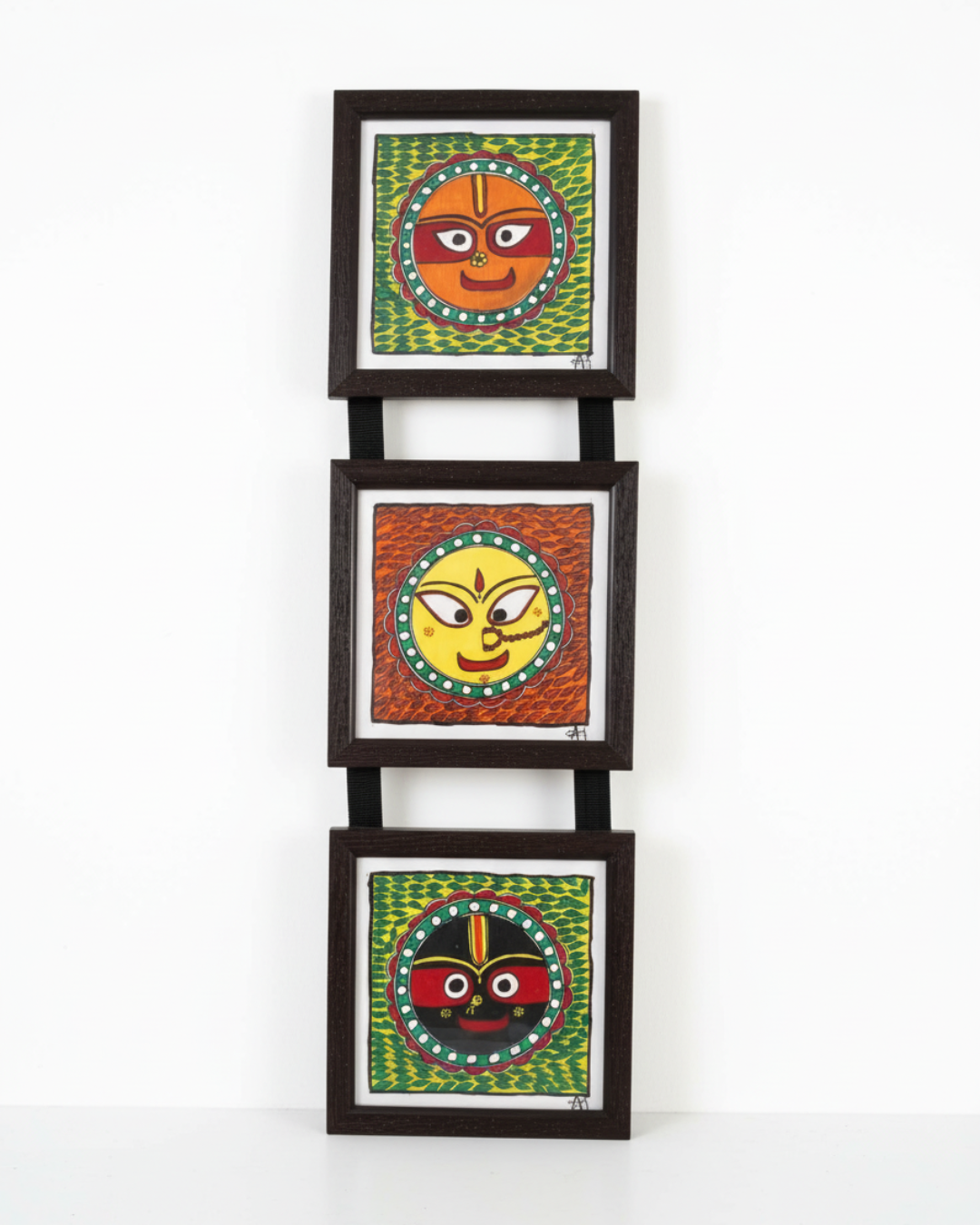 Jagannath Madhubani Triple Frame Wall Hanging – Handmade Wall Decor