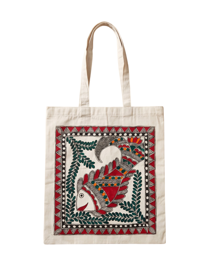 Handmade Madhubani Painting Tote Bag for Everyday Use