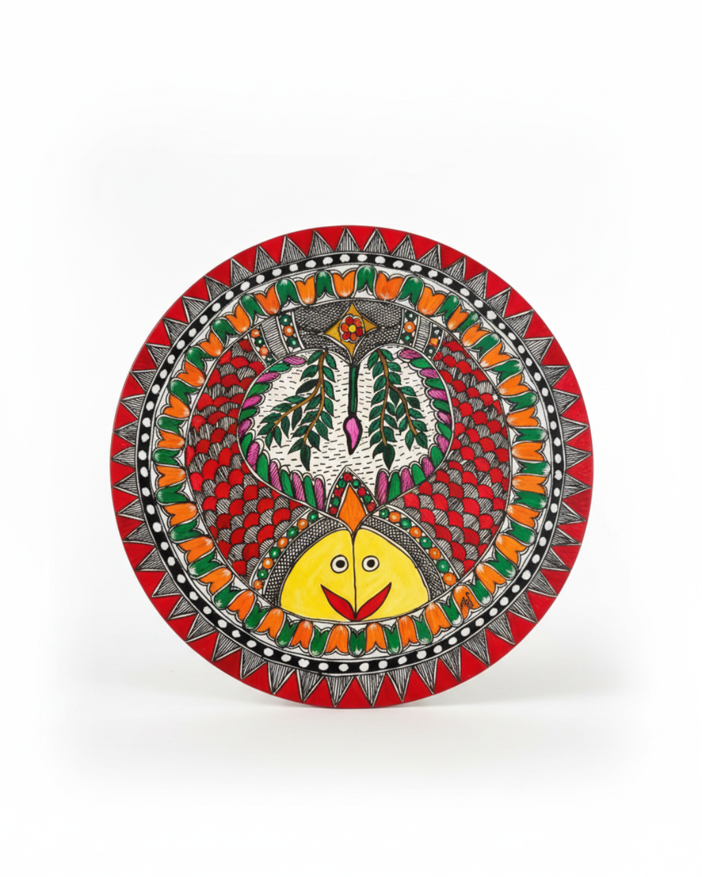 Twin Fish Madhubani Wall Art | 12 Inch MDF Board