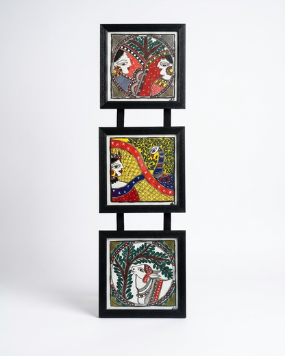 Handmade Krishna Radha Madhubani Painting Wall Art Decor