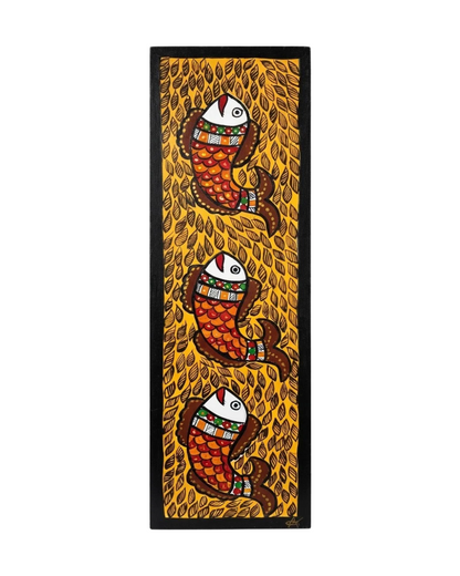Fish Handpainted Madhubani Wall Art for Home Decor