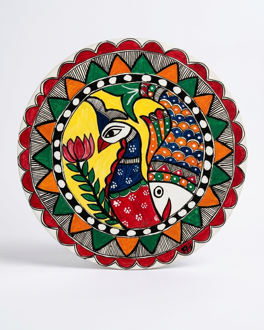 Peacock Madhubani Painting Wall Art – Handcrafted Home Decor