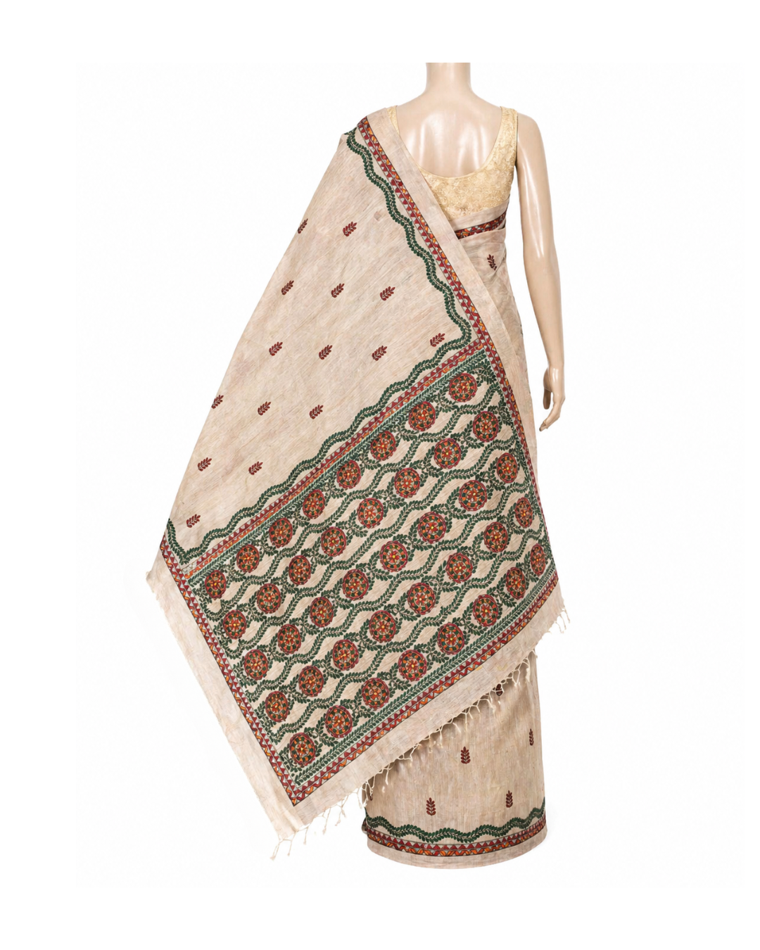 Handmade Madhubani Painting Saree with Blouse | Ethnic Saree