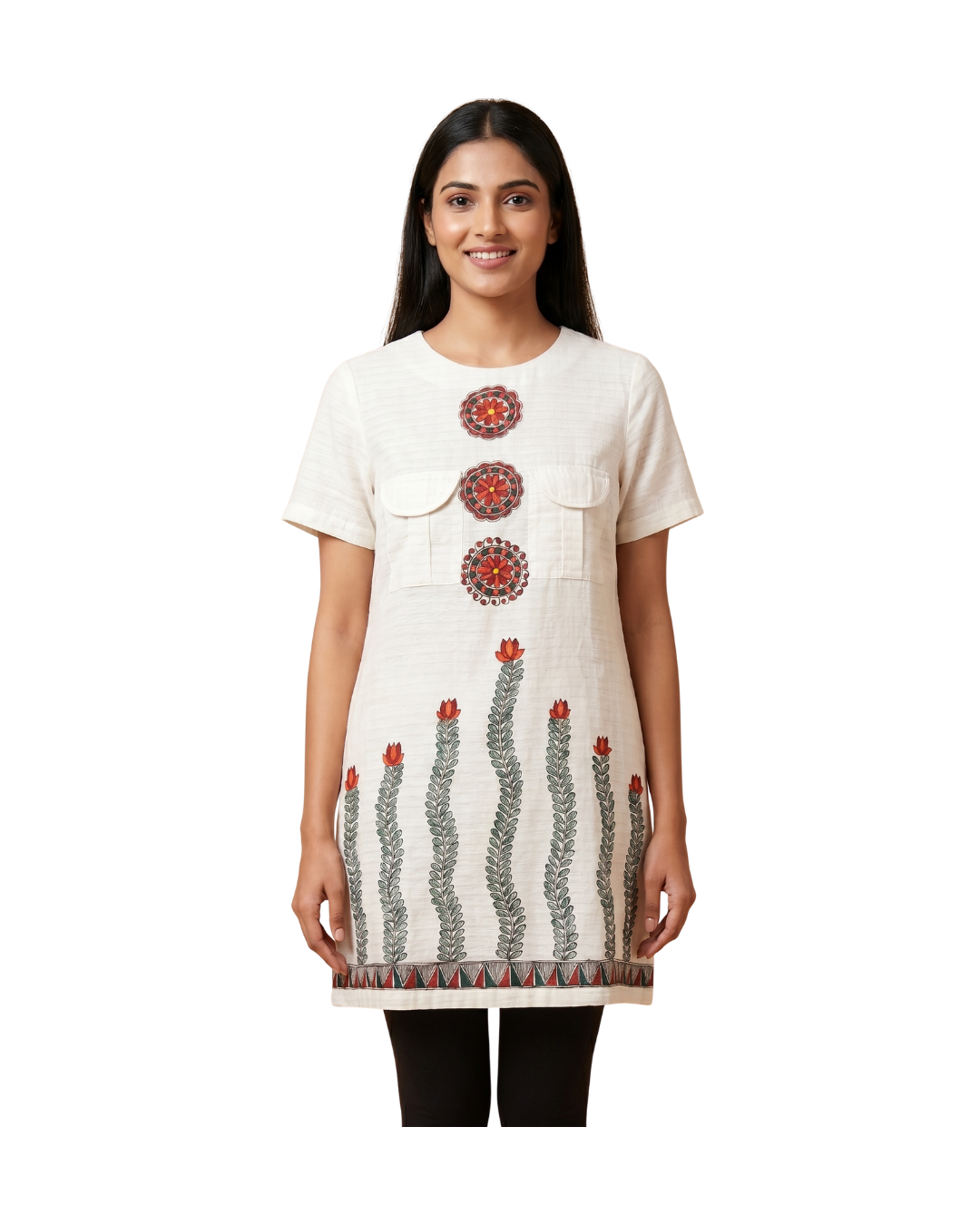 Handmade Madhubani Painting Women Long Top for Women