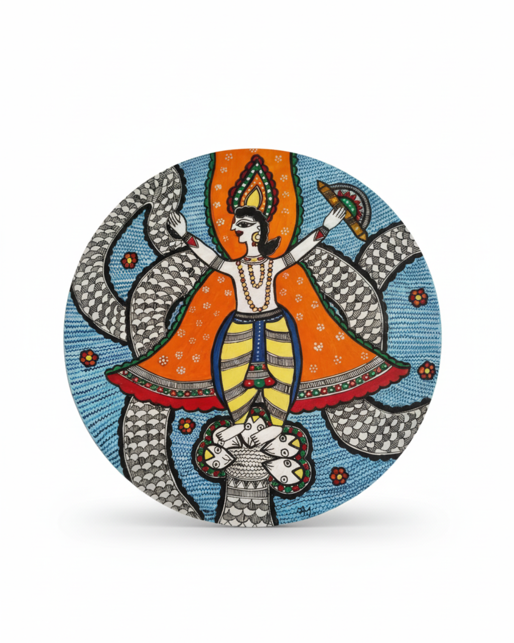 kaliya naag Madhubani Wall Art | 14 Inch MDF Board