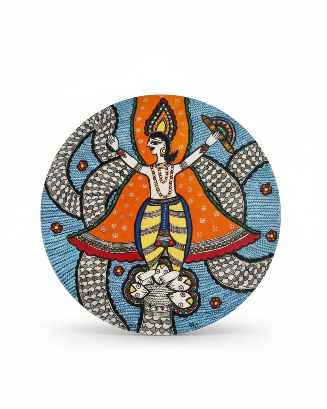 kaliya naag Madhubani Wall Art | 14 Inch MDF Board