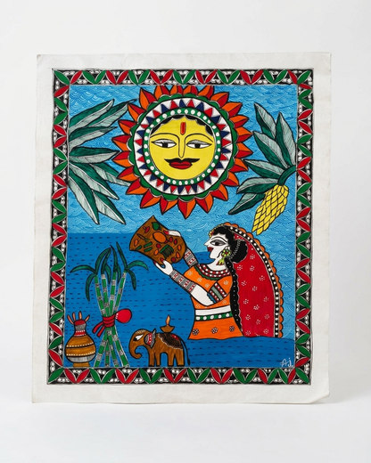 Chhath Puja Madhubani Painting | Traditional Wall Art