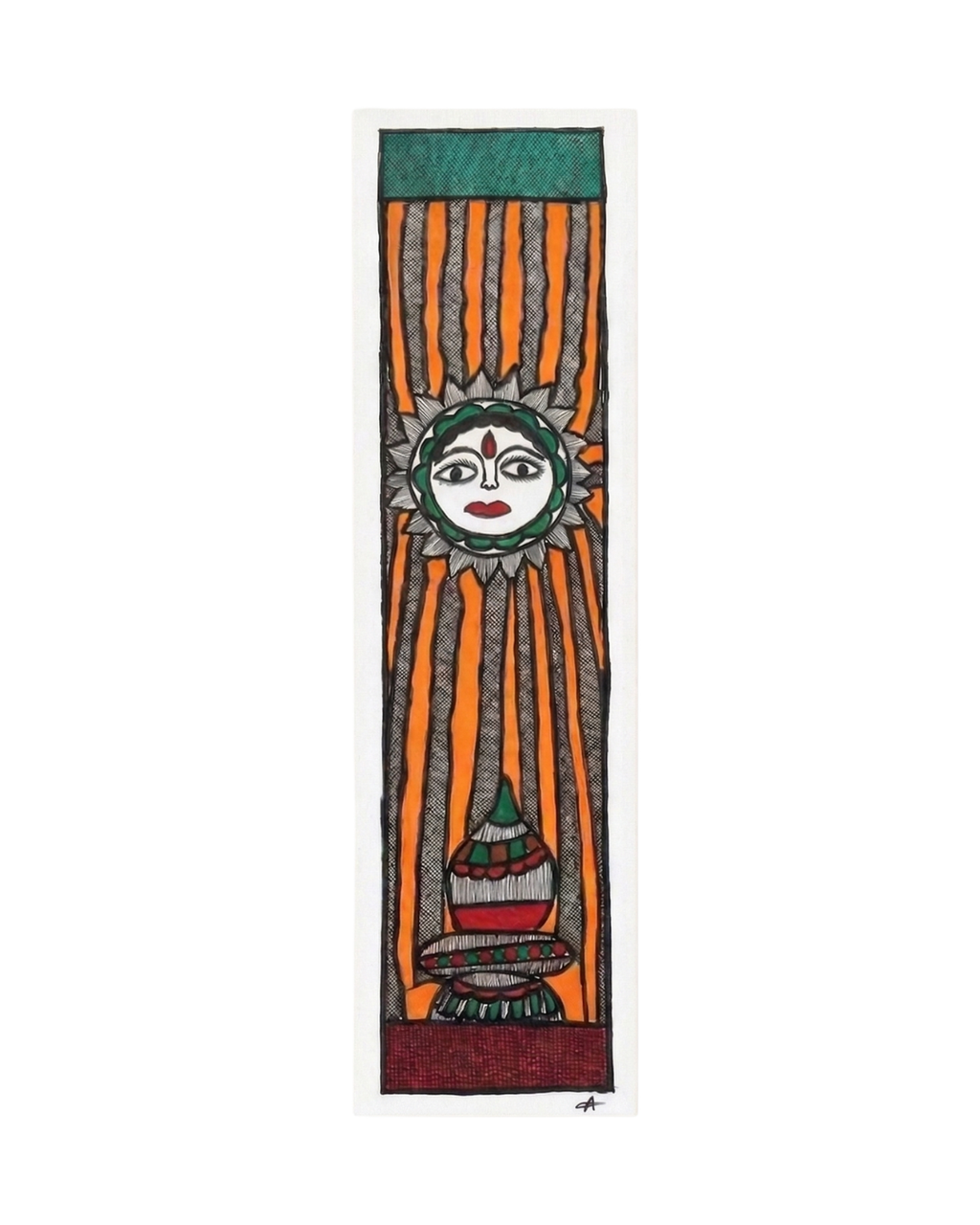 God Surya Madhubani Painting – Handmade Paper Wall Art